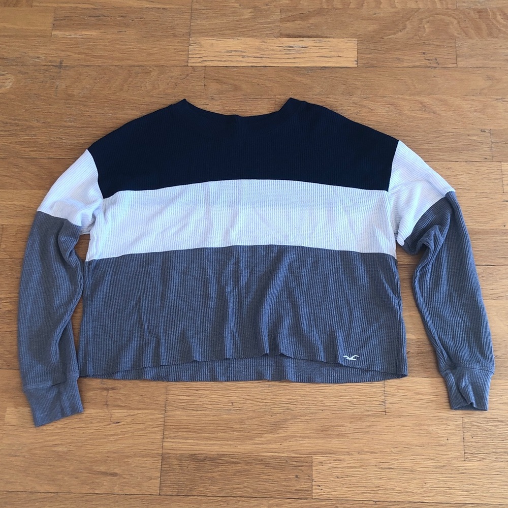 Colorblock Waffle Knit Long Sleeve Top